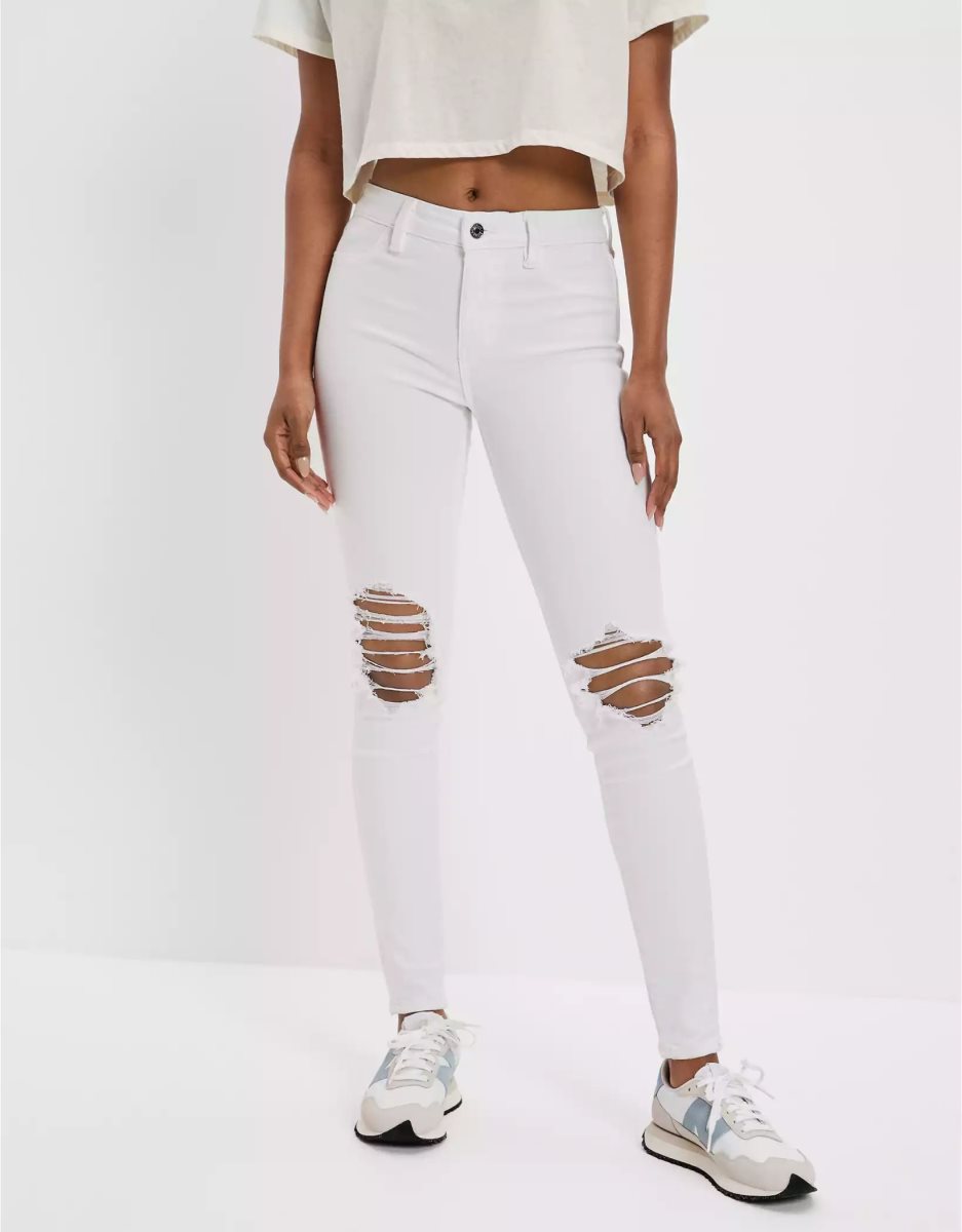 Jean American Eagle AE Ne(x)t Level Ripped High-Waisted Jegging Blanche Femme | MXH-10788480